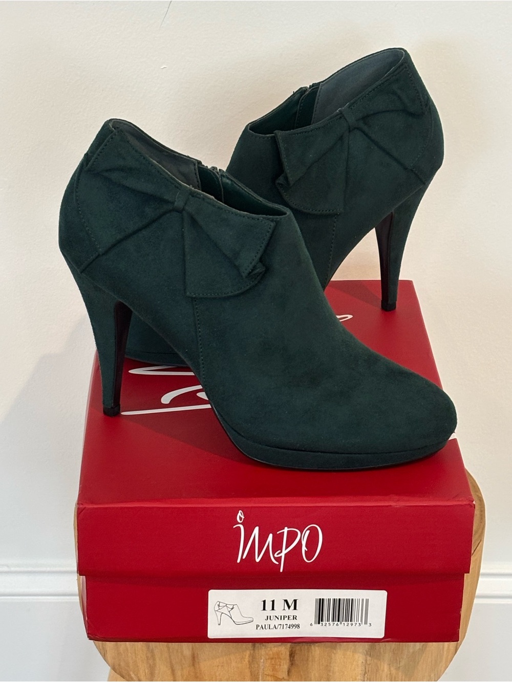 Impo Juniper Paula Booties Emerald Green Faux Suede - NWB Size 11M